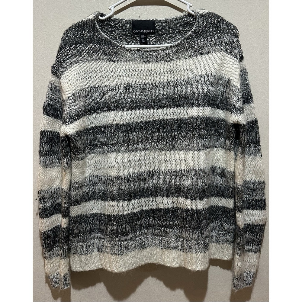 Cynthia Rowley Women's Striped Wool Mohair Knit Sweater Size‎ Medium